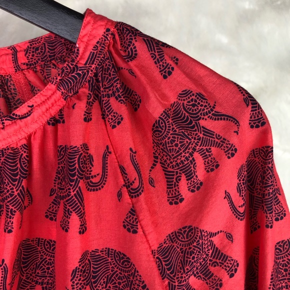 J. Crew Tie-Neck Top Elephant Paisley - Picture 4 of 7
